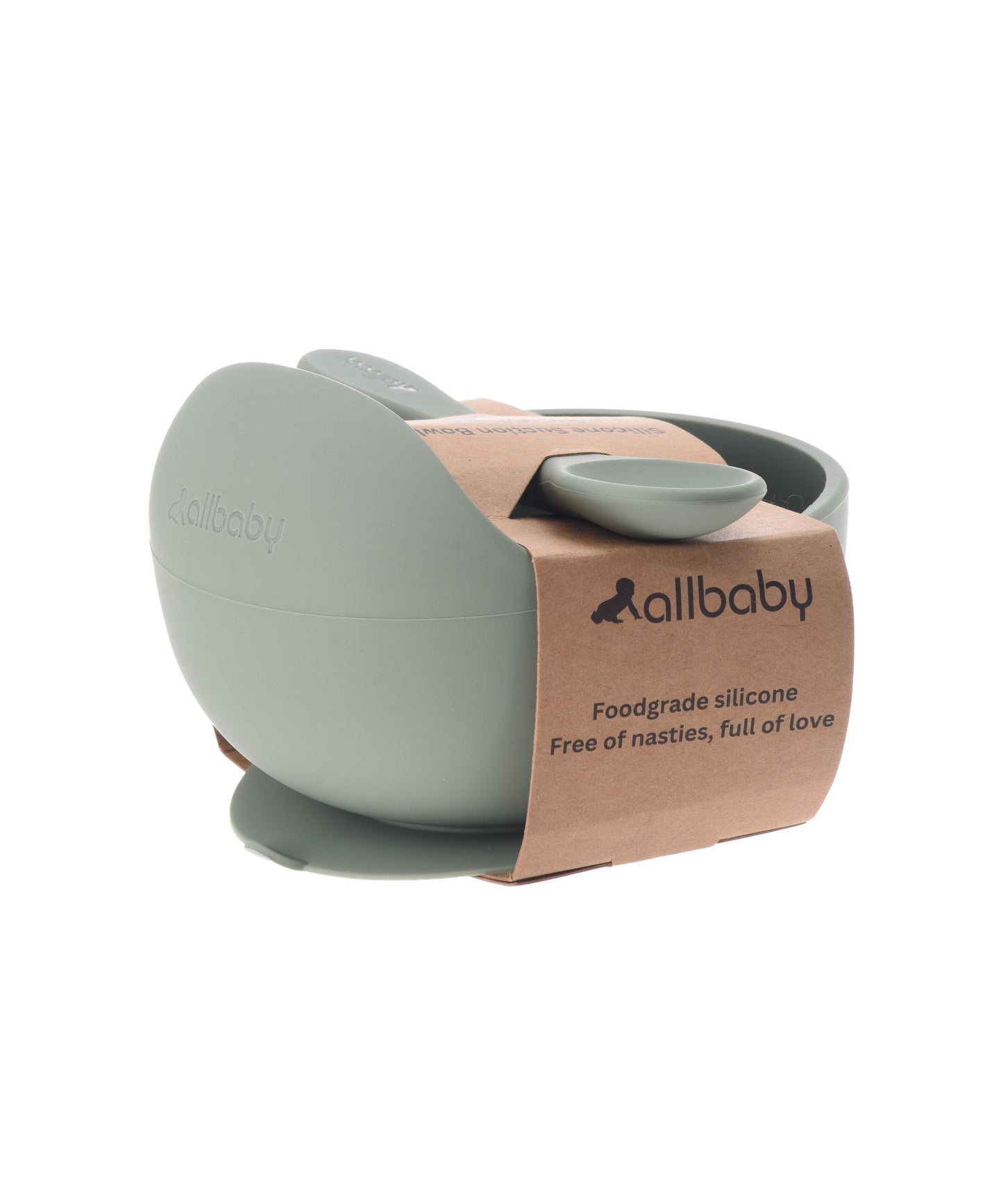 Silicone Baby Suction Bowl + Spoon Set - Sage Green