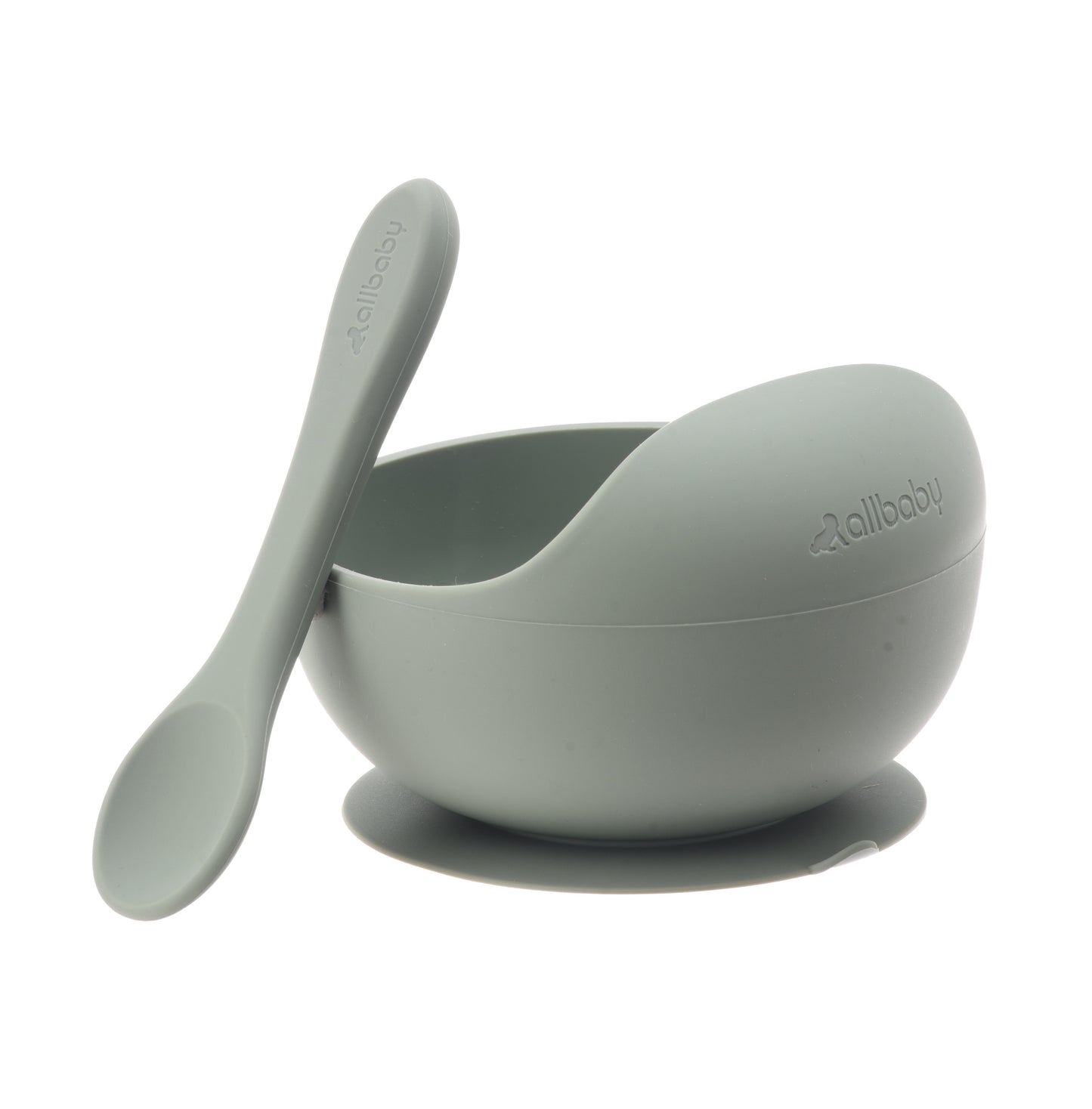 Silicone Baby Suction Bowl + Spoon Set - Sage Green