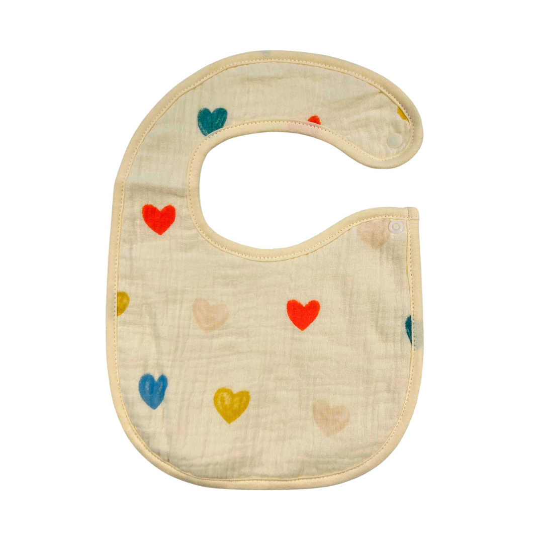 Muslin Bib - Multicolor Hearts