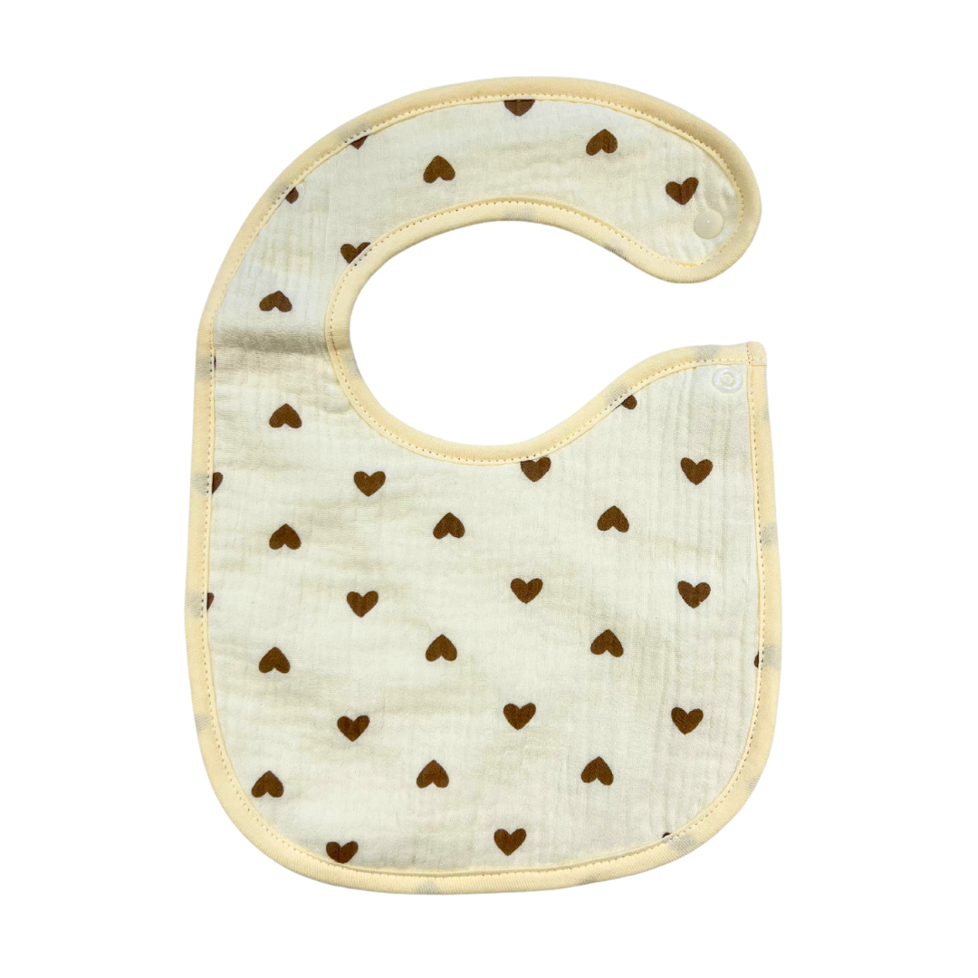 Muslin Bib - Brown Hearts