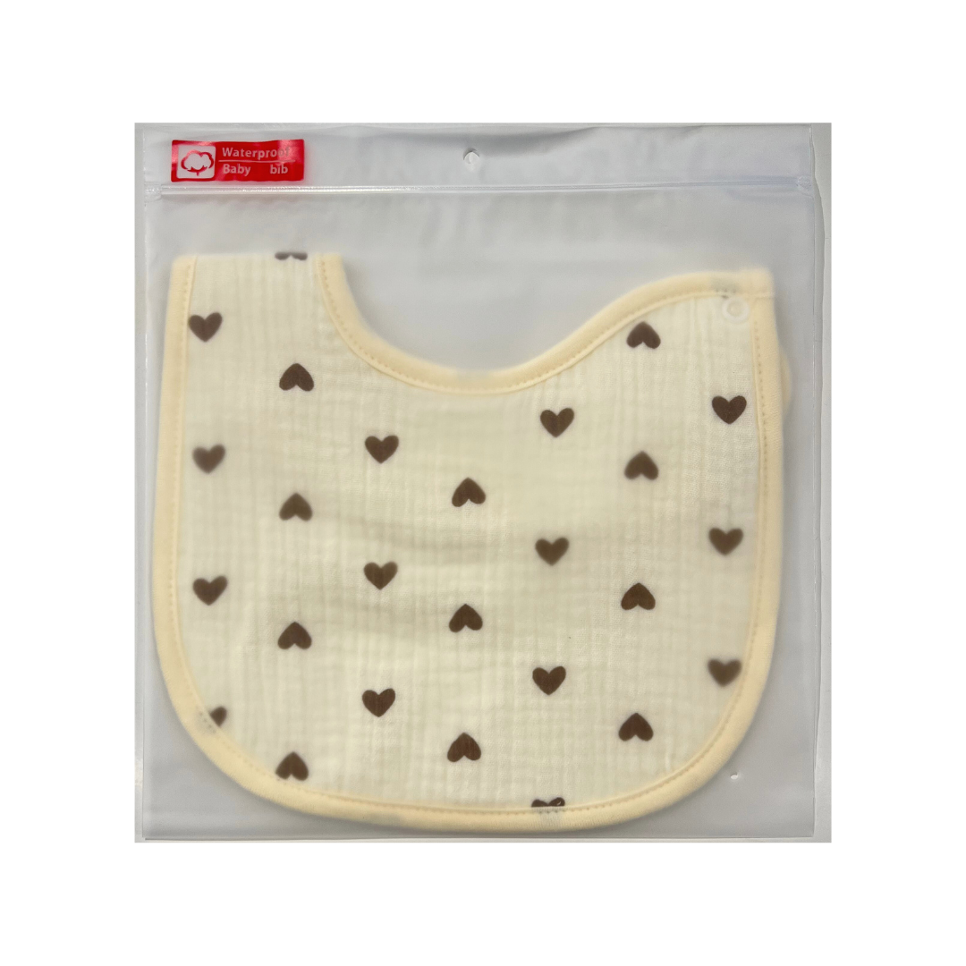 Muslin Bib - Brown Hearts