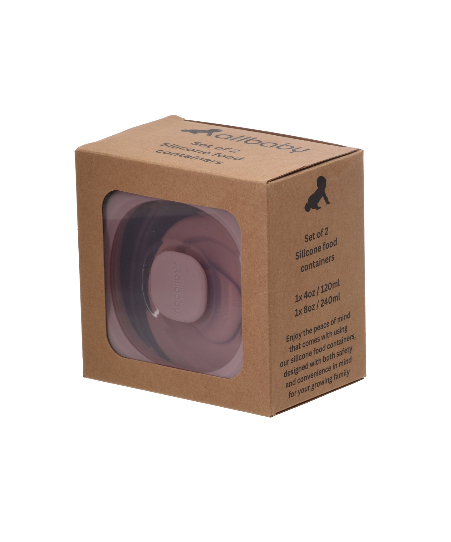 Set of 2 Silicone Baby Food Containers - Pale Mauve