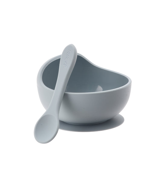 Silicone Baby Suction Bowl + Spoon Set - Esther Blue