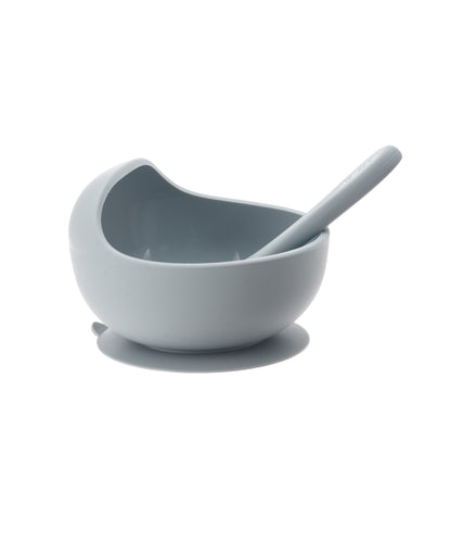 Silicone Baby Suction Bowl + Spoon Set - Esther Blue