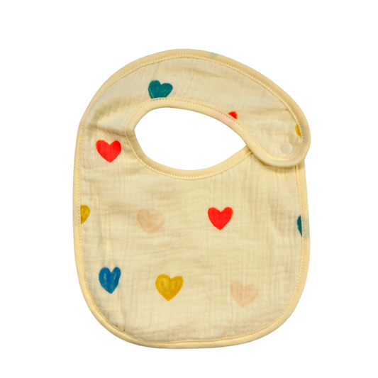 Muslin Bib - Multicolor Hearts