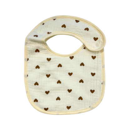 Muslin Bib - Brown Hearts