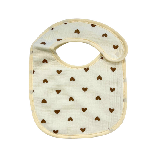 Muslin Bib - Brown Hearts